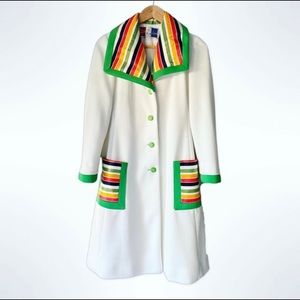 Vintage 1960s Lilli Ann Knits Mod Retro Trench Coat Jacket sz SMALL.